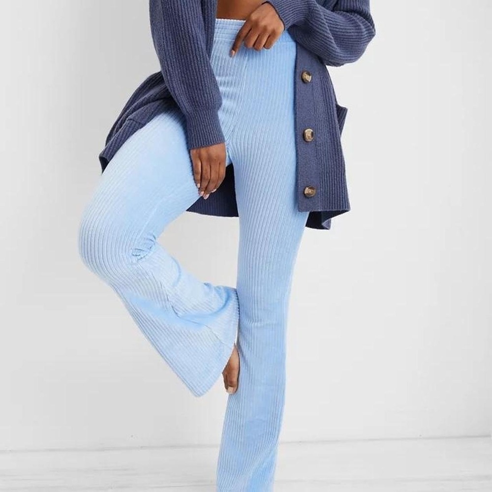 Aerie Groove-On Velour High Waisted Flare Pant XS C1-18